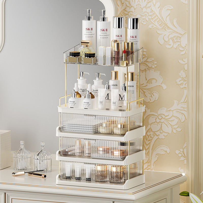 Cosmetics storage box desktop double drawer storage rack bathroom makeup brush tool storage rack double drawer 3472