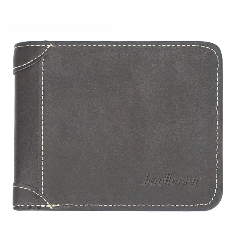 Men's short two fold loose-leaf wallet baellerry men's simple vertical large capacity wallet High sense