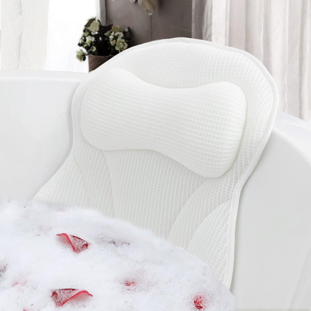 Cross-border direct sales butterfly bathtub pillow pillow with suction cup hook breathable bathroom pillow bath quick-drying pillow