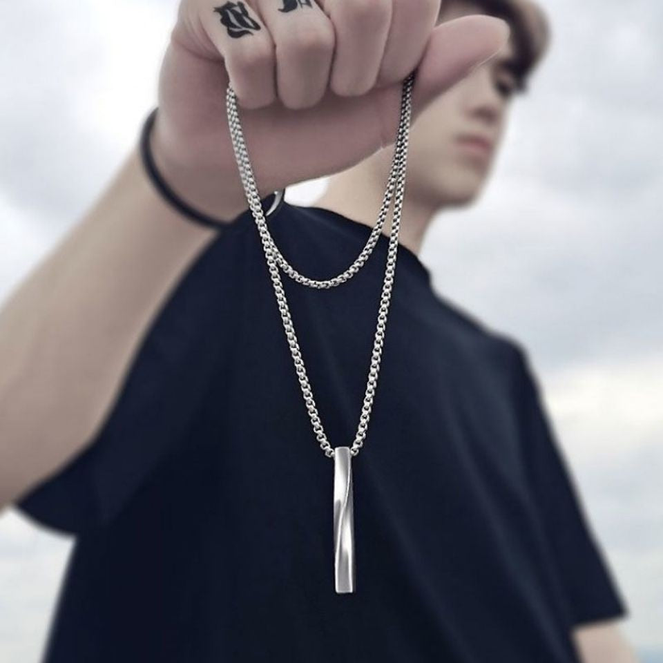 Titanium Steel Mobius Pendant Men's Necklace