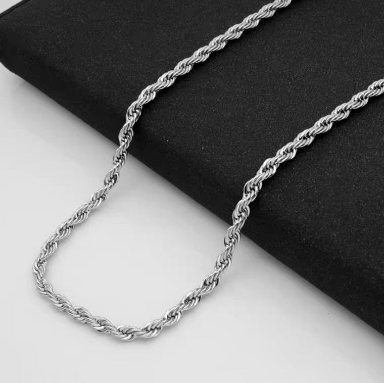 Stainless Steel Twisted Necklace with Pendant
