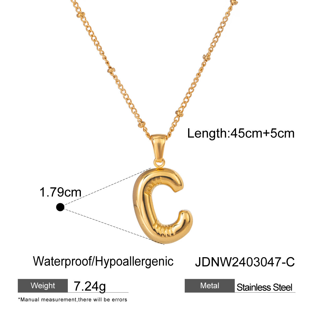 Wanxing Stainless Steel Letter Pendant Necklace