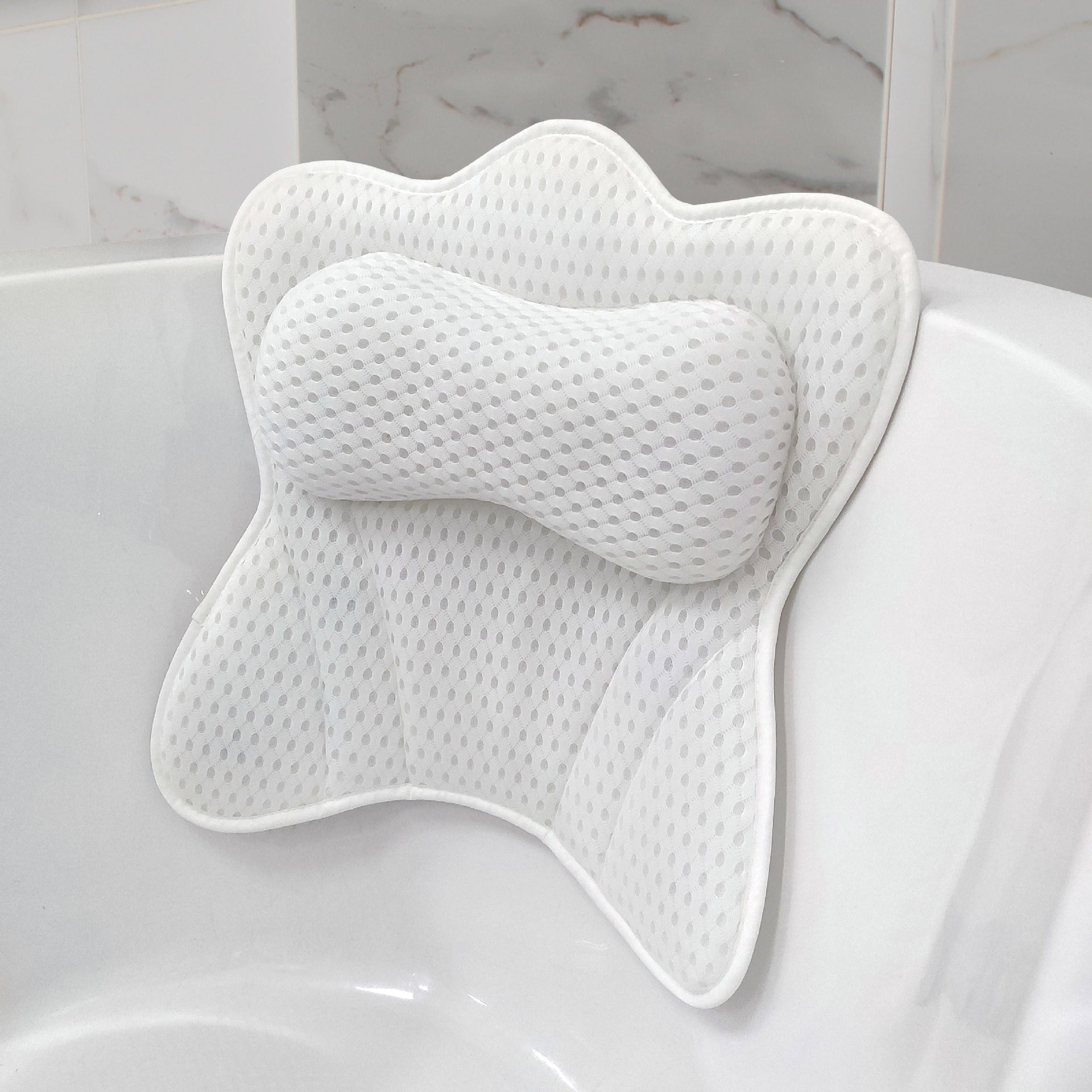 Cross-border direct sales butterfly bathtub pillow pillow with suction cup hook breathable bathroom pillow bath quick-drying pillow