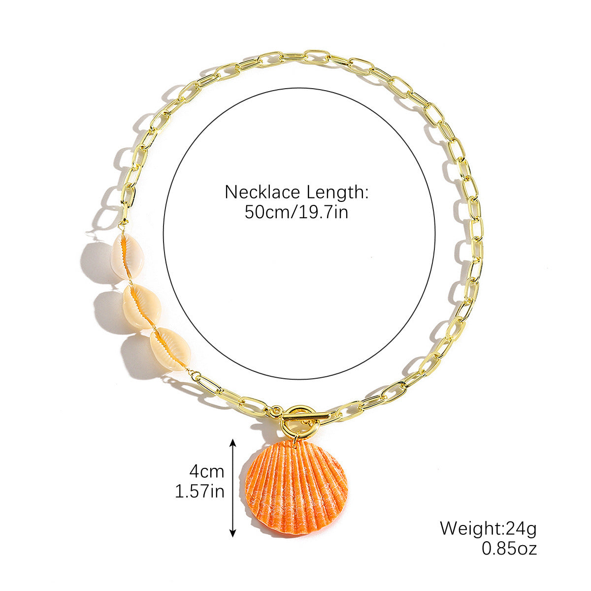 Europe and America cross border starfish pendant necklace versatile color bead shell pendant Bohemian necklace female accessories