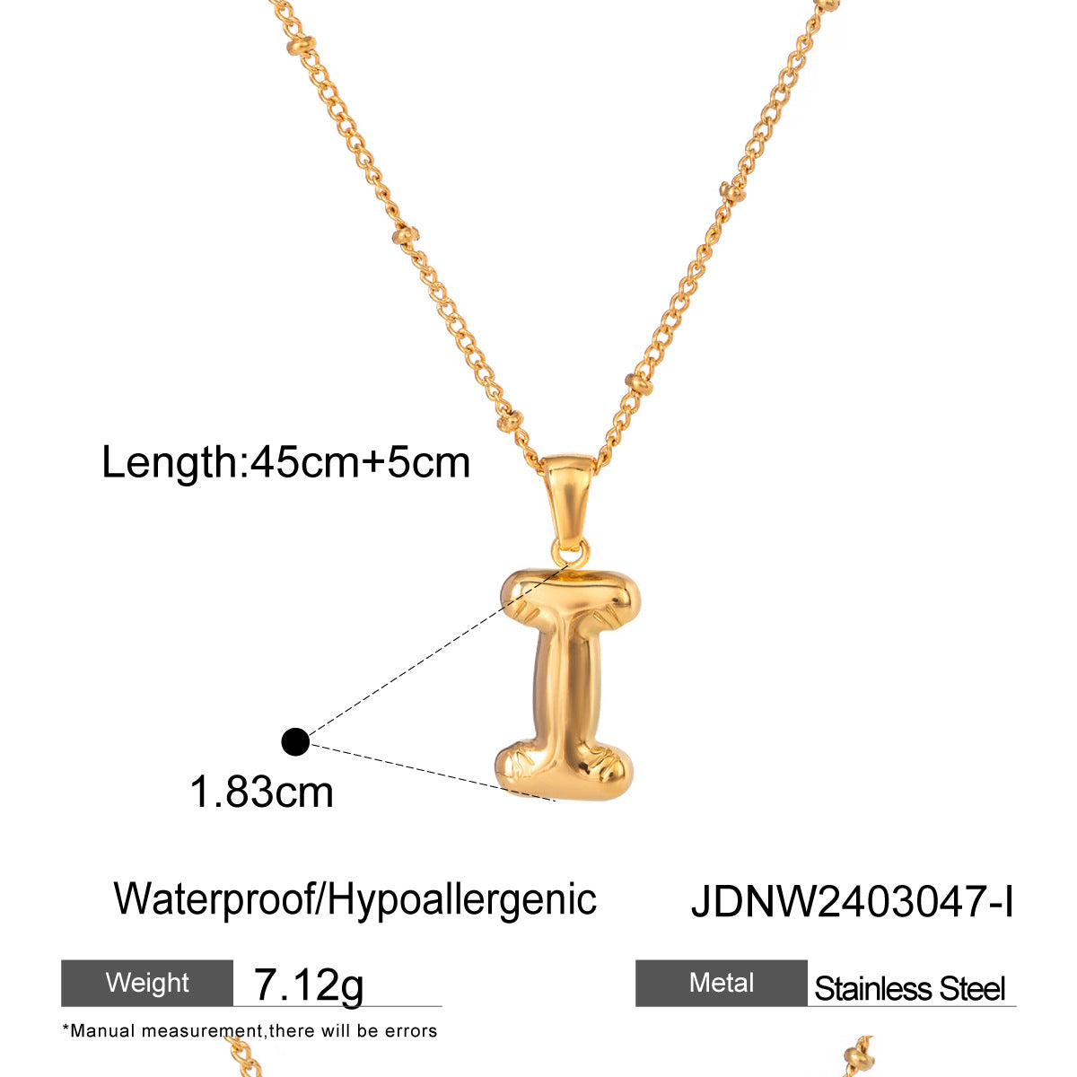 Wanxing Stainless Steel Letter Pendant Necklace