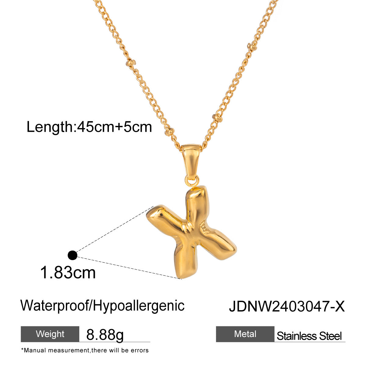 Wanxing Stainless Steel Letter Pendant Necklace