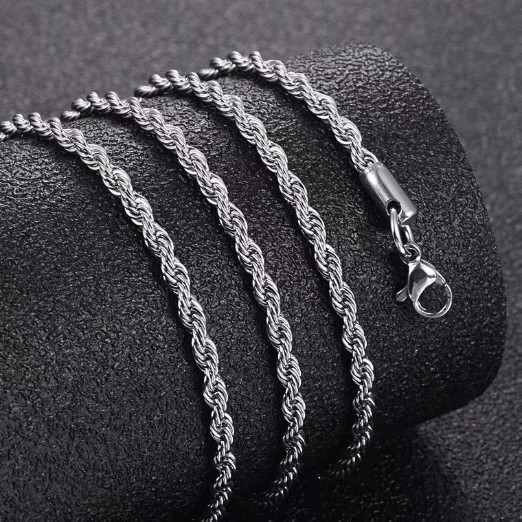 Stainless Steel Twisted Necklace with Pendant