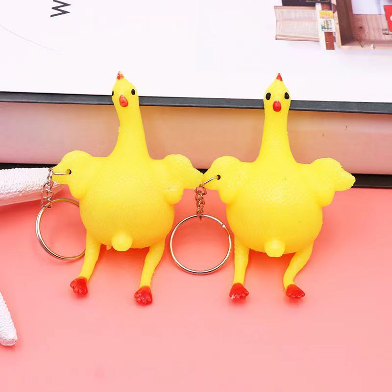 Creative toys spoof laying hens pinch squeeze laying hens vent chicken keychain vent decompression trick factory wholesale
