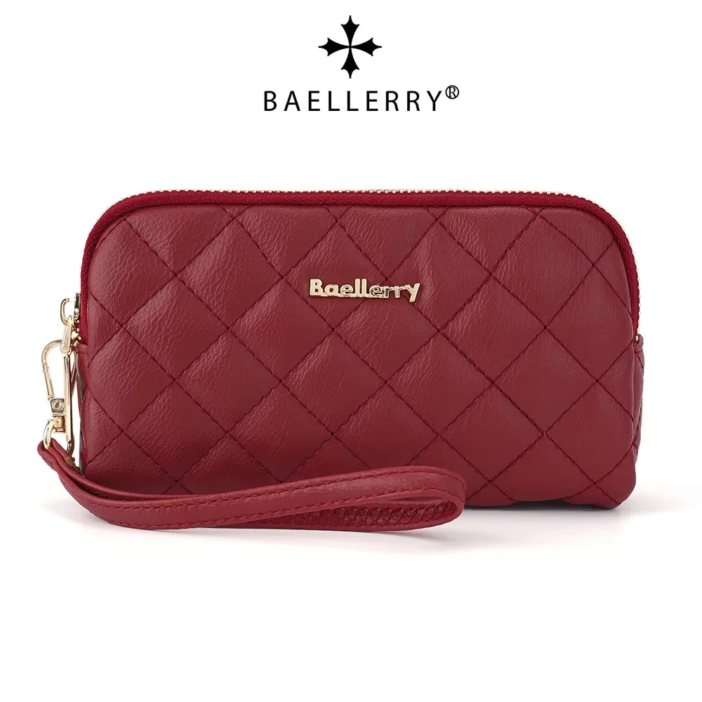 Baellerry new women's long clutch rhombus double zipper all-matching wallet large-capacity coin purse bag