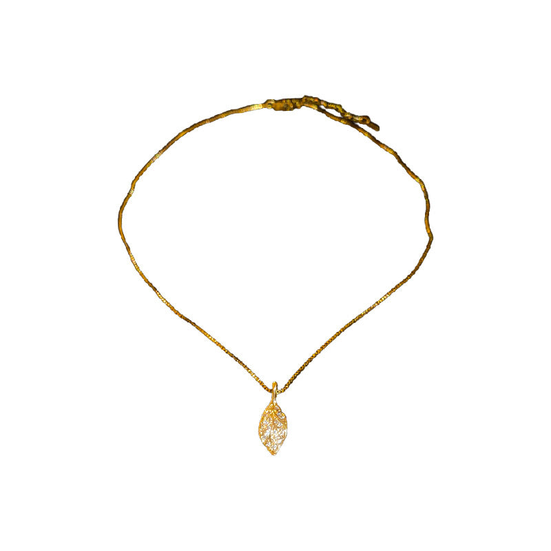 European American Zircon Leaf Pendant Necklace