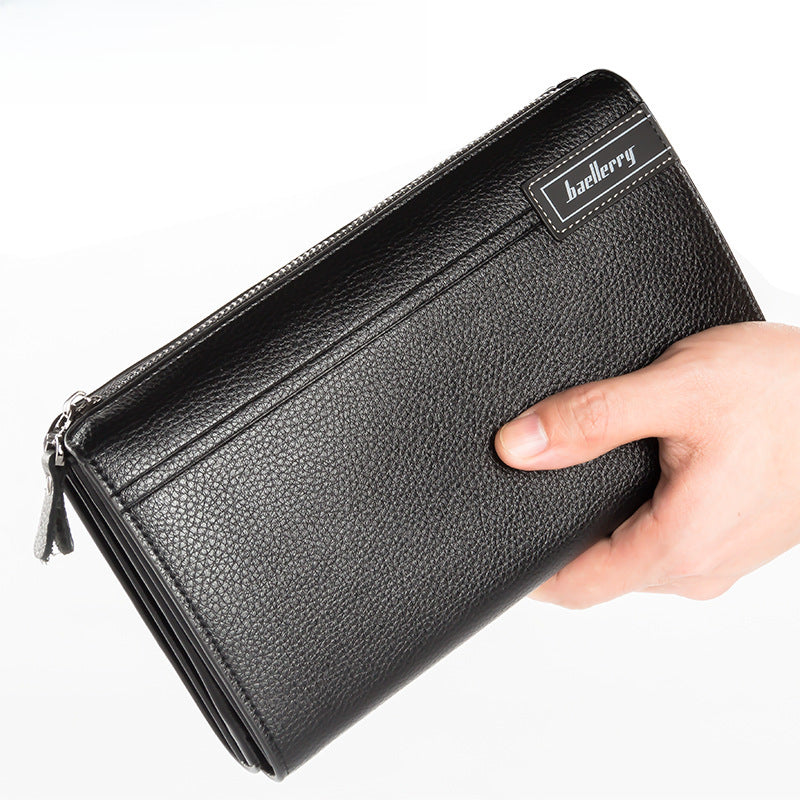 Men's wallet new Baellerry business casual large-capacity handbag litchi pattern zip clutch