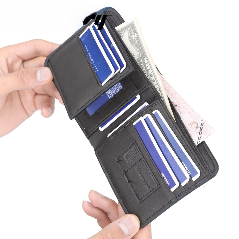 Men's short two fold loose-leaf wallet baellerry men's simple vertical large capacity wallet High sense