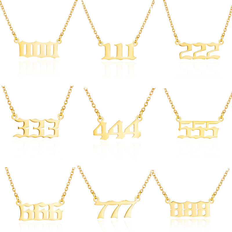 Europe and America cross border hot personalized titanium steel angel digital pendant necklace women's non-fading pendant New Accessories Wholesale