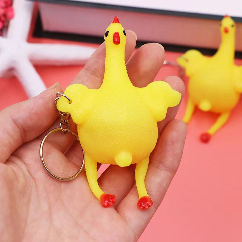 Creative toys spoof laying hens pinch squeeze laying hens vent chicken keychain vent decompression trick factory wholesale