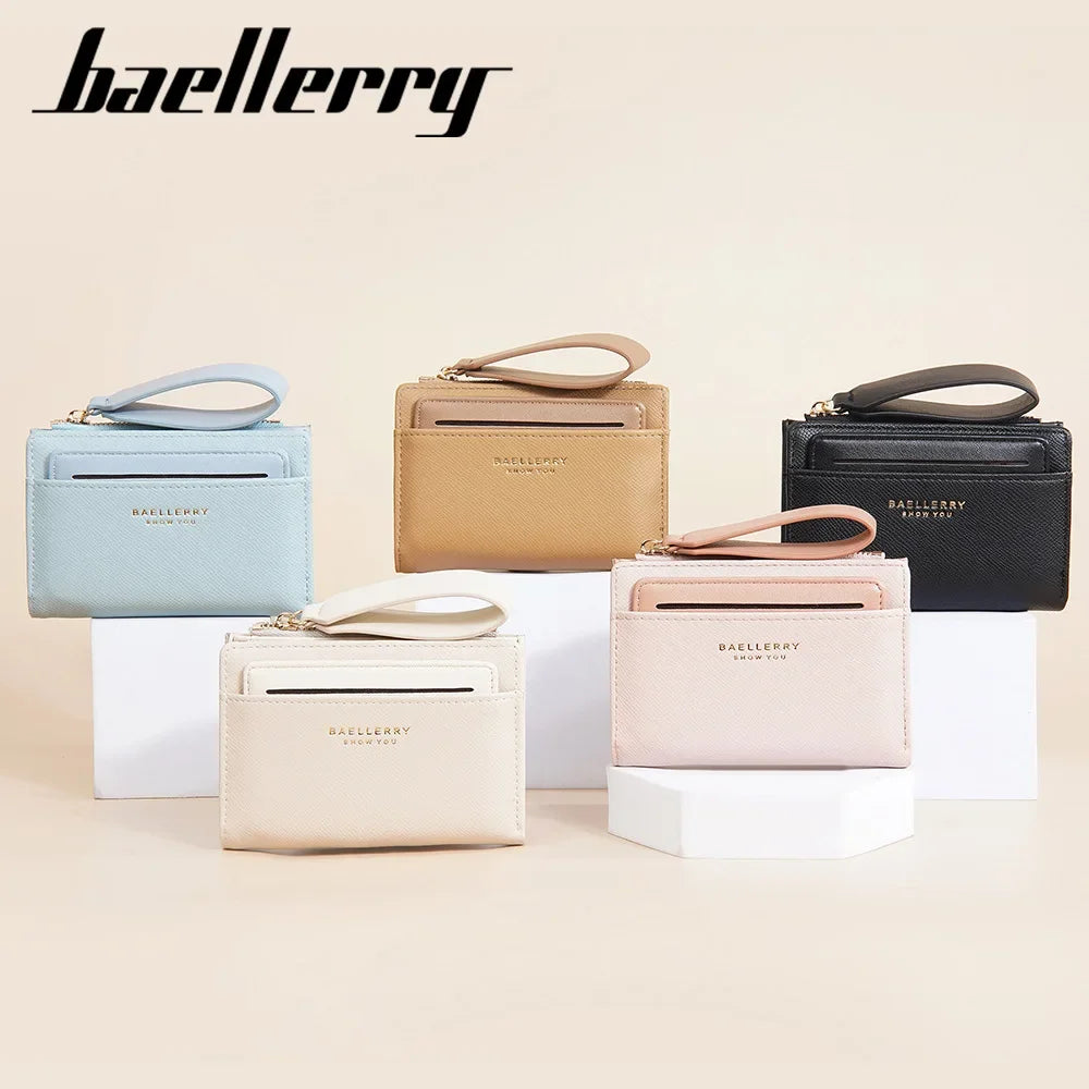 baellerry New Ladies' Purse short Zipper fashion high sense wallet multiple card slots Japanese and Korean card holder for women