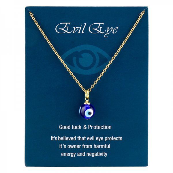 Europe and America cross border new Devil's Eye pendant card necklace all-match three-sided glass eyes pendant ornaments wholesale