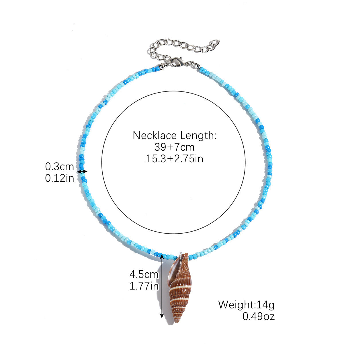 Europe and America cross border starfish pendant necklace versatile color bead shell pendant Bohemian necklace female accessories