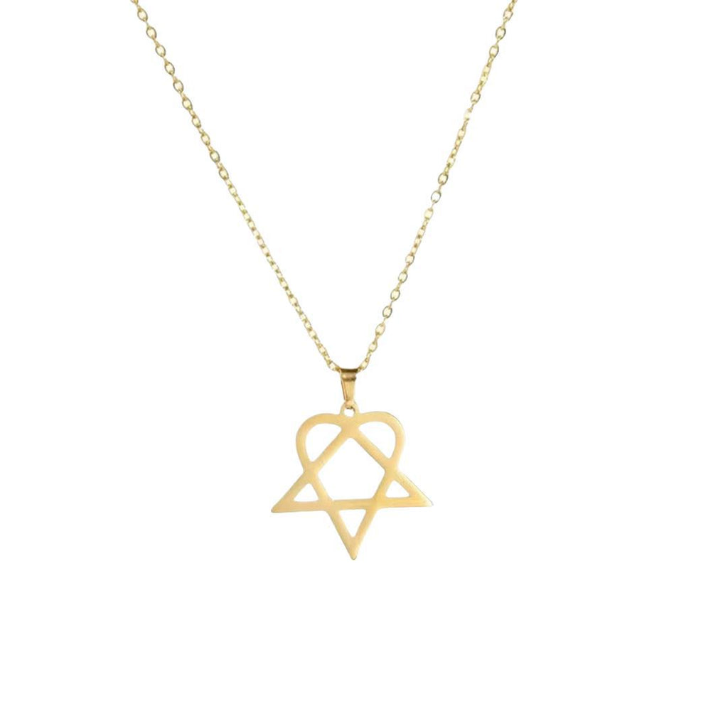 Euro-American Titanium Steel Hollow Heart Necklace Simple Gold-Plated Pendant