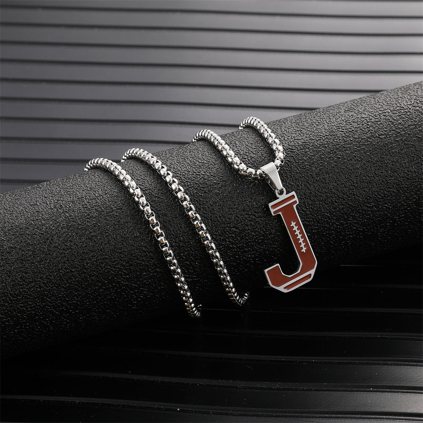 Cross-border hot selling rugby initial letter A- Z pendant necklace stainless steel letter pendant necklace party gift