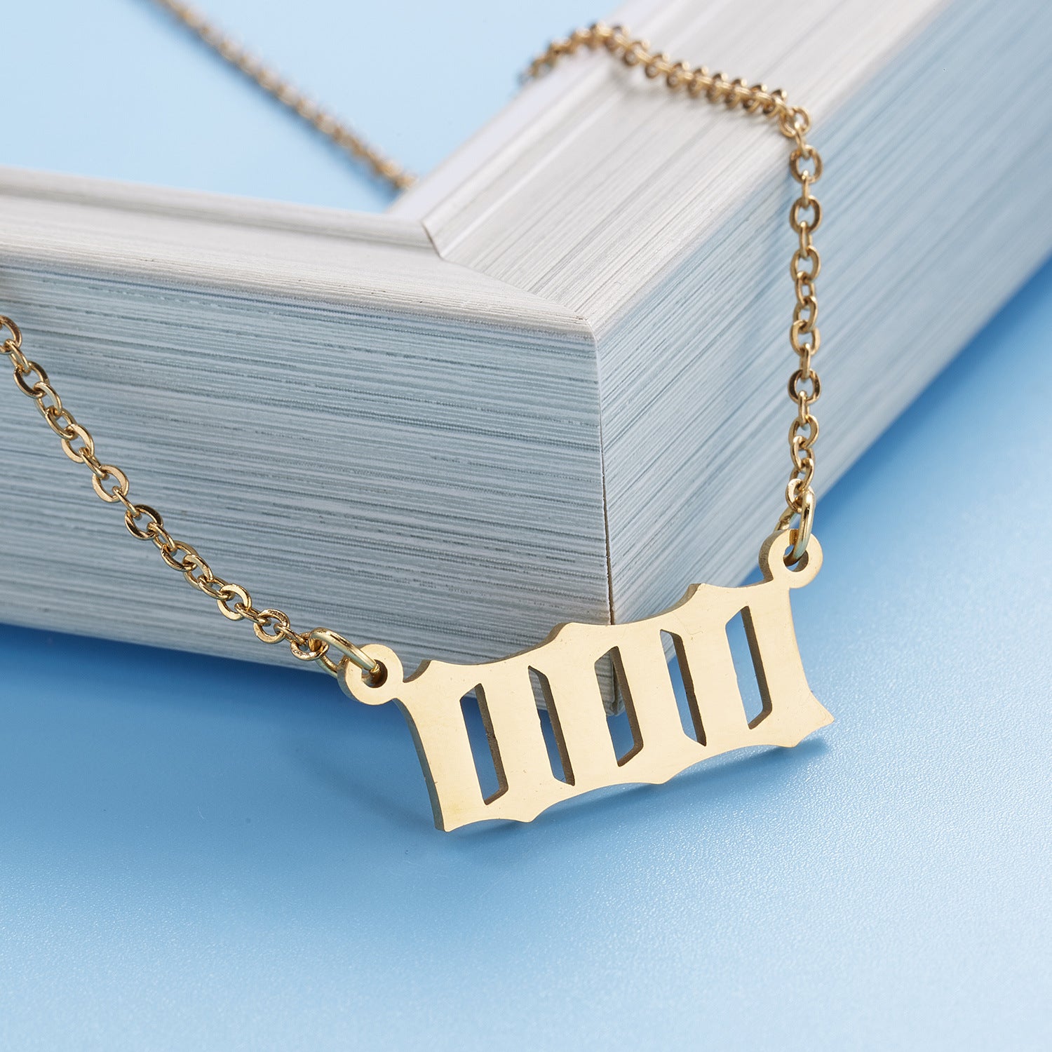 Europe and America cross border hot personalized titanium steel angel digital pendant necklace women's non-fading pendant New Accessories Wholesale