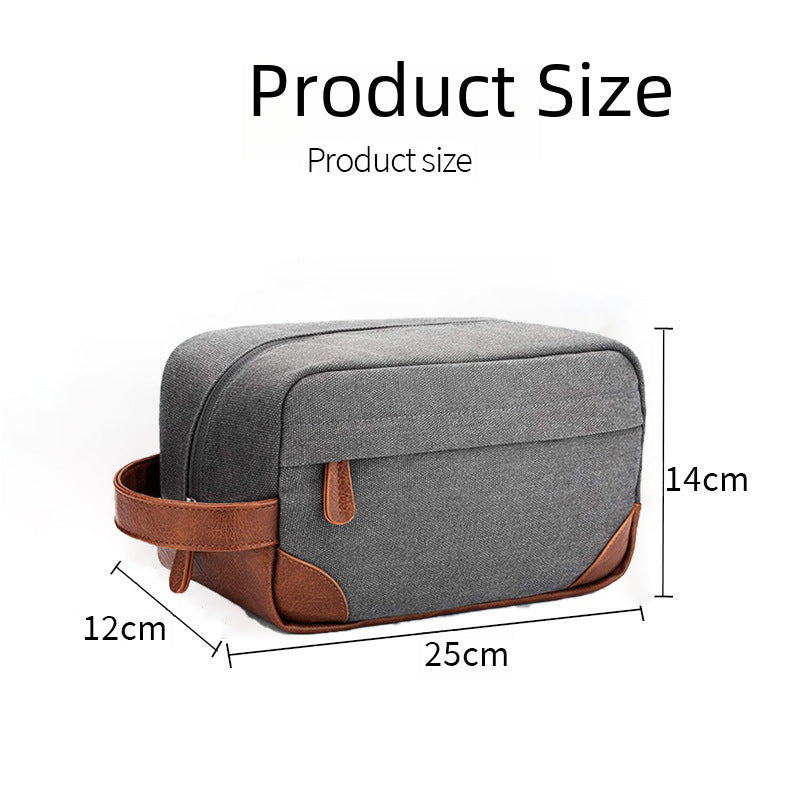 12-inch washed canvas European-style retro men's toiletry bag cross-border hot multi-functional portable cosmetic bag customizable