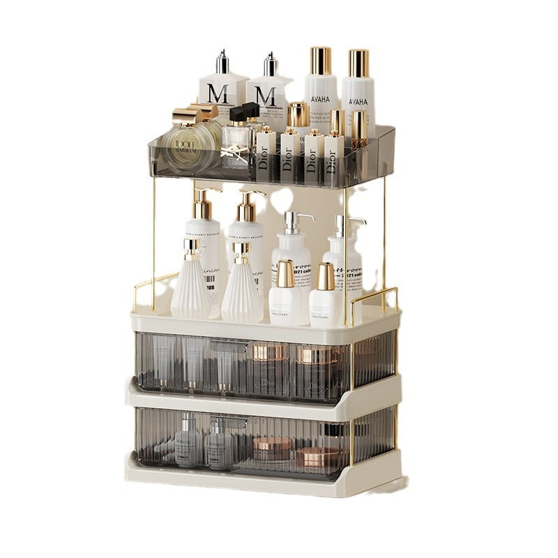 Cosmetics storage box desktop double drawer storage rack bathroom makeup brush tool storage rack double drawer 3472