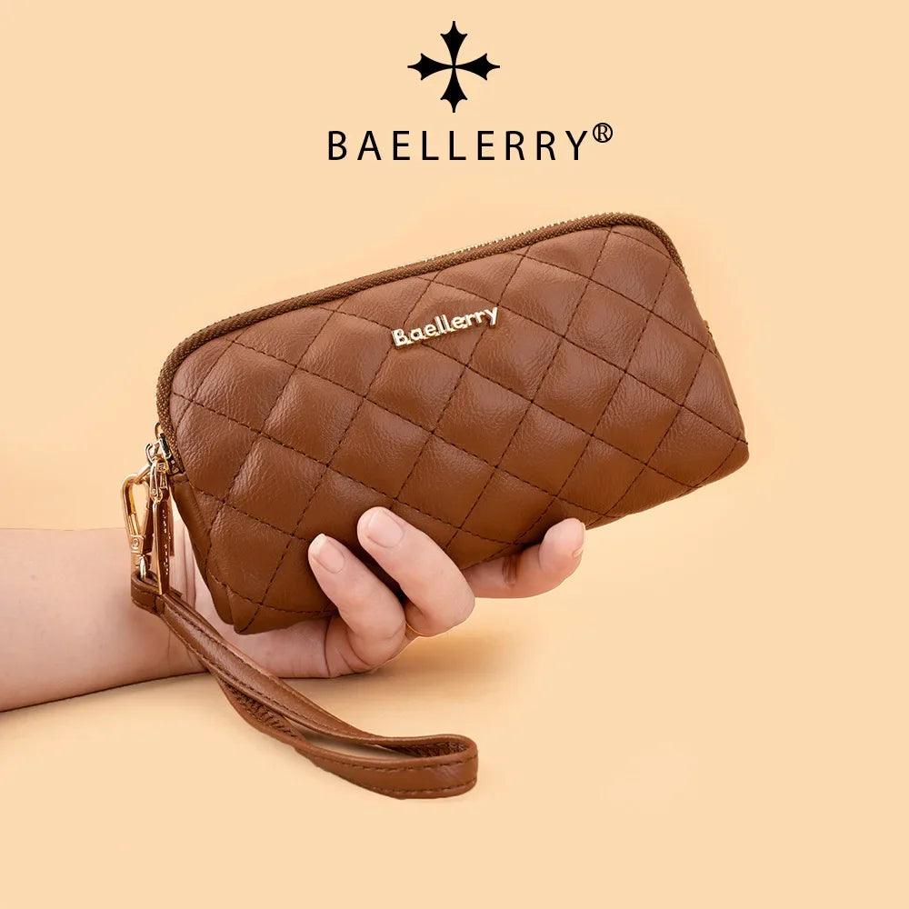 Baellerry new women's long clutch rhombus double zipper all-matching wallet large-capacity coin purse bag