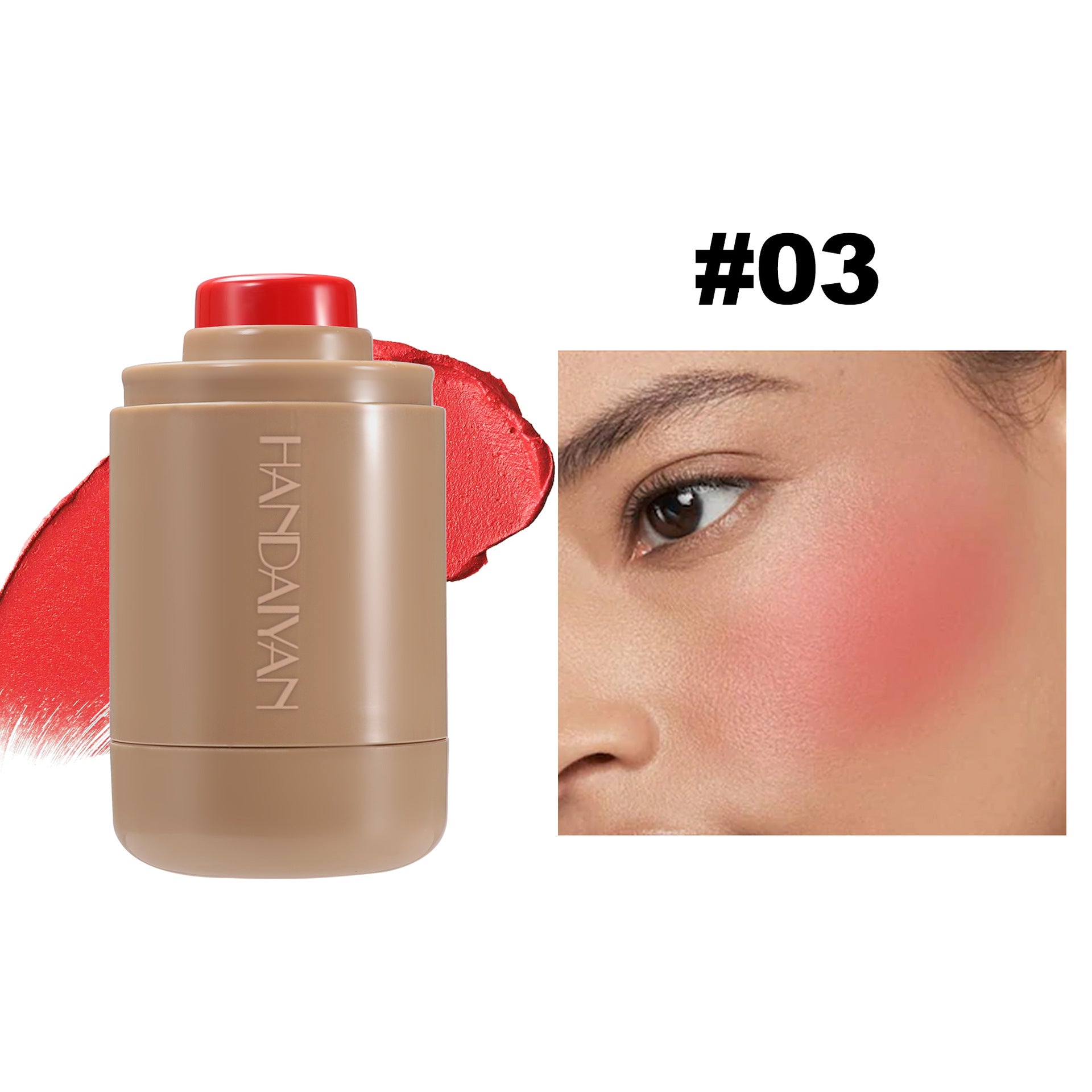 Exclusive for cross-border blush stick natural 6-color matte handaiyan portable lip and cheek dual-use Blush Blush Stick