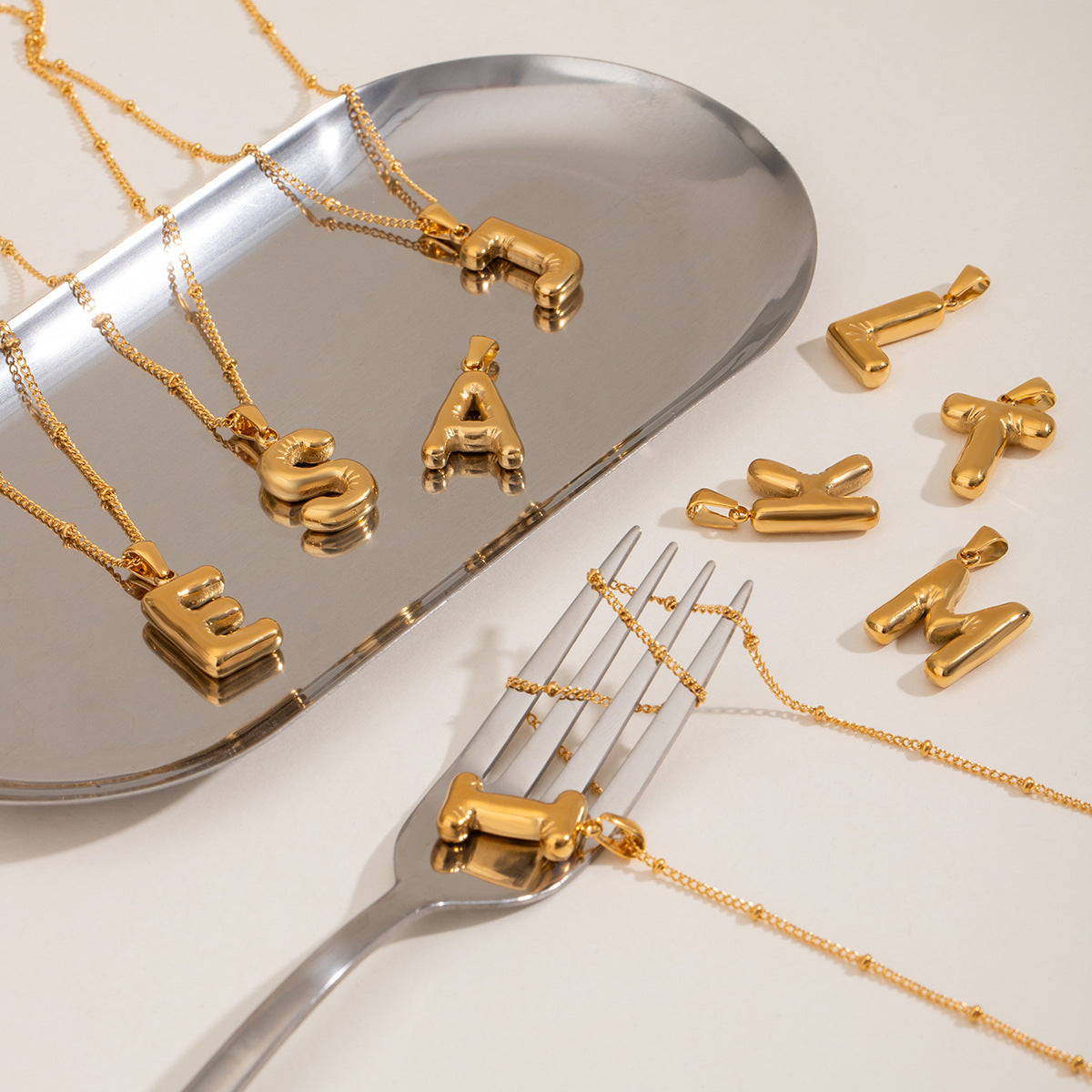 Wanxing Stainless Steel Letter Pendant Necklace