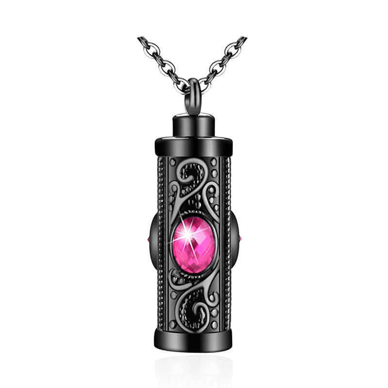 Stainless steel twelve-color urn necklace pendant human ashes memorial pendant fashion cylindrical design necklace