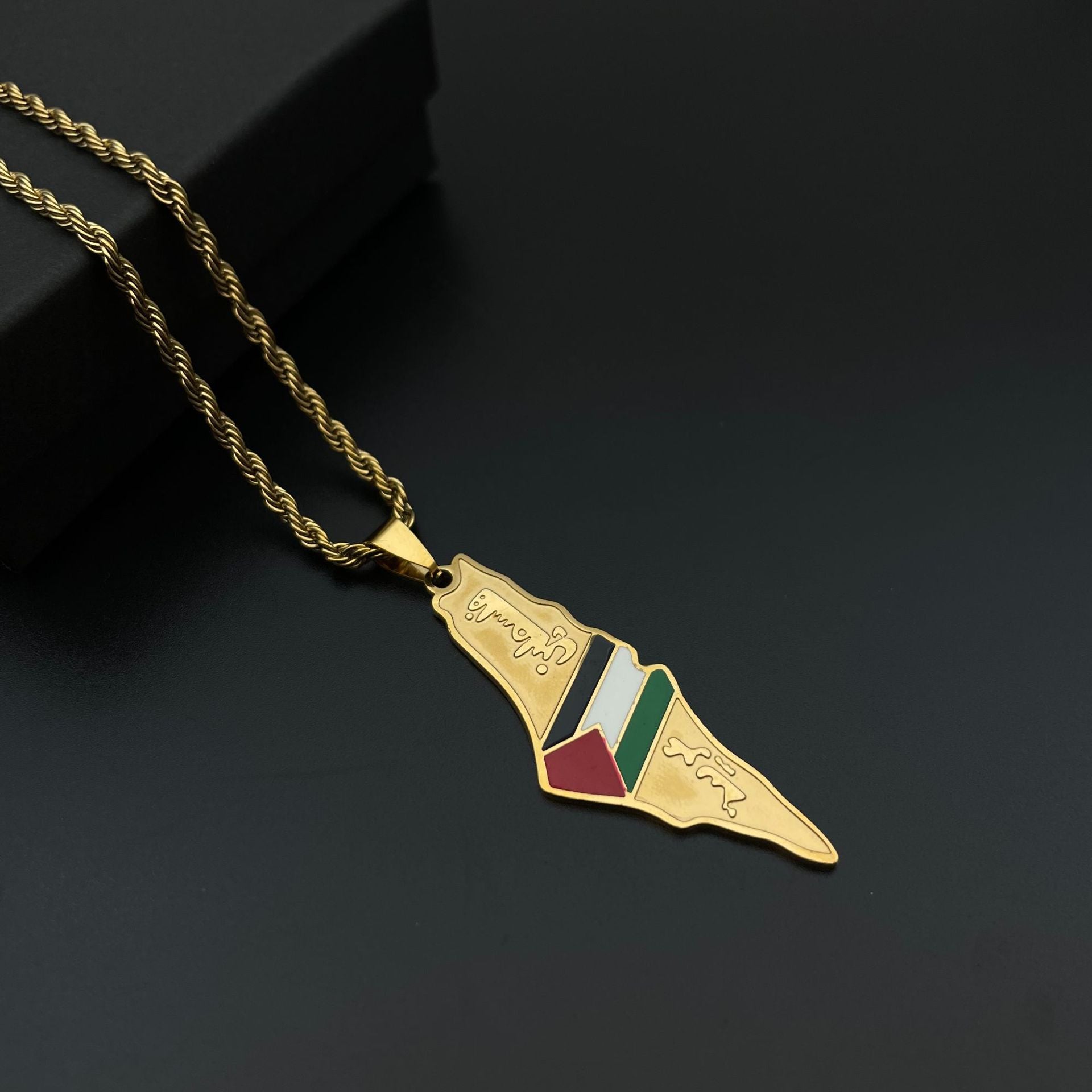 Amazon Oil Drop Retro Palestine Map Pendant Necklace