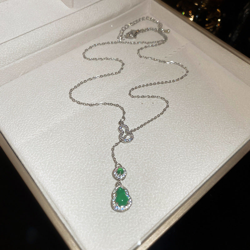 New Chinese Style Zircon Gourd Pendant Necklace