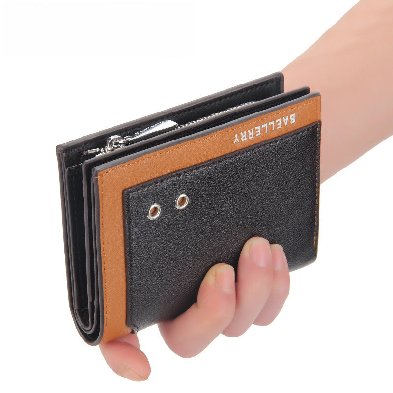 Men's wallet short baellerry cross-border business hasp zipper card holder vertical coin purse hot sale
