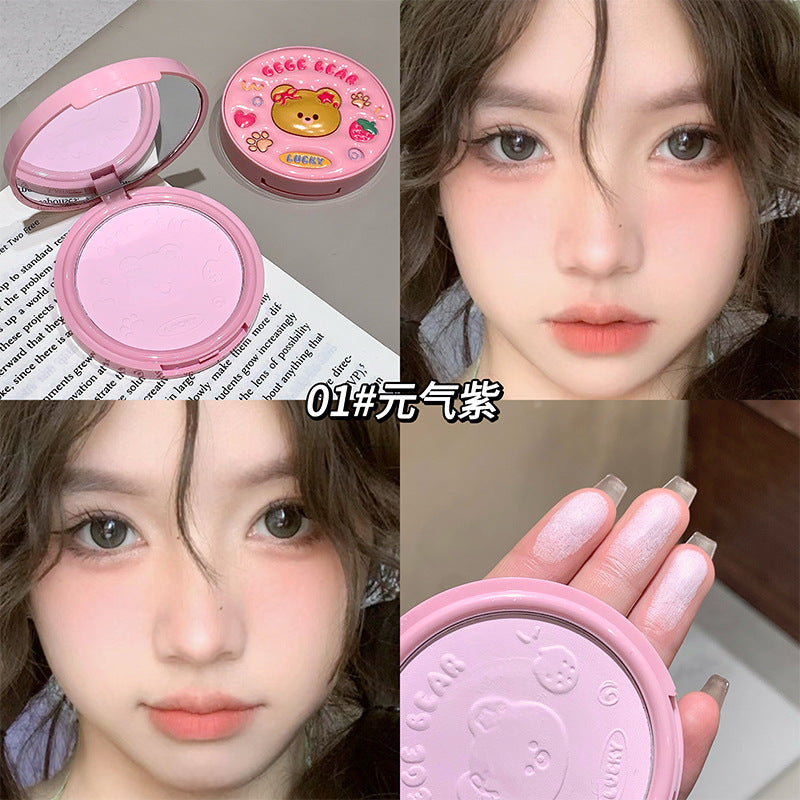Gege bear Gogo bear leather soft and adorable light transparent finishing powder soft mist matte natural nude makeup powder cake