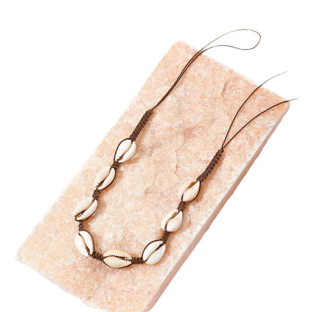 European and American Beach Style Shell Pendant Adjustable Necklace