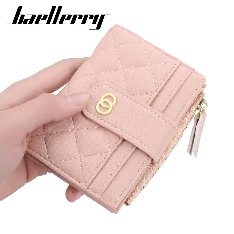 Women's short wallet baellerry zipper small wallet Korean new driving license holder vertical coin purse women