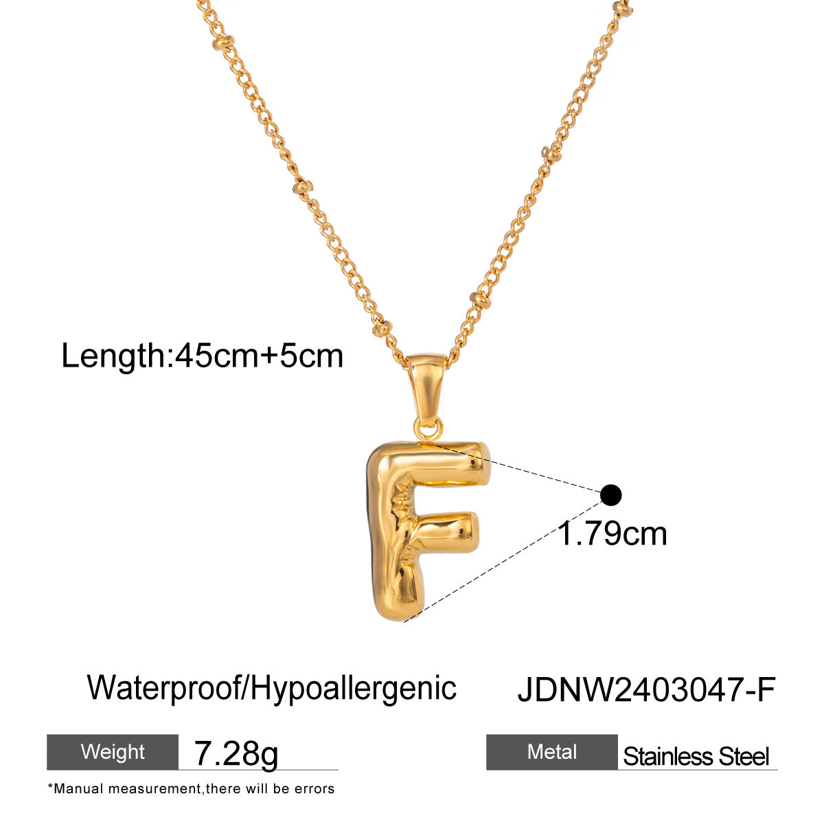Wanxing Stainless Steel Letter Pendant Necklace