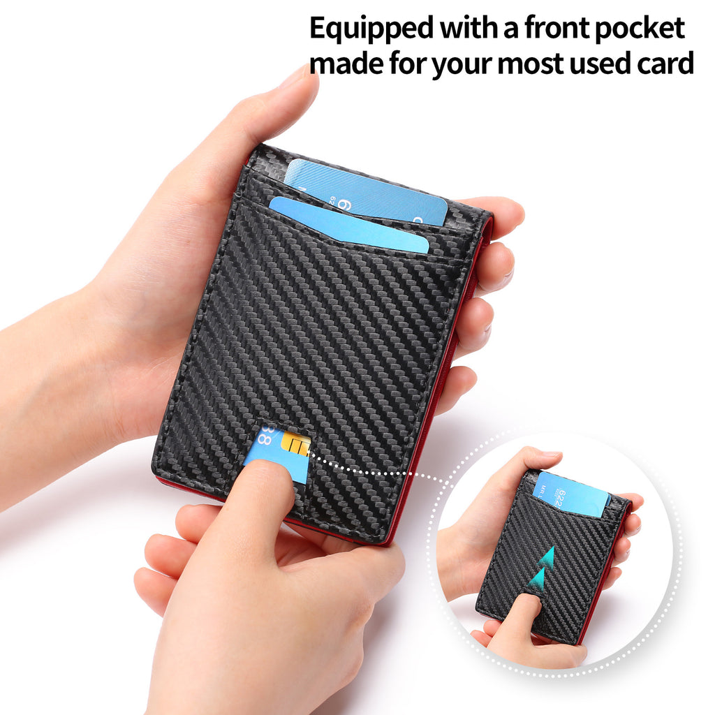 Cross-border new men's wallet ultrathin and simple casual RFID beauty wallet carbon fiber card package wallet