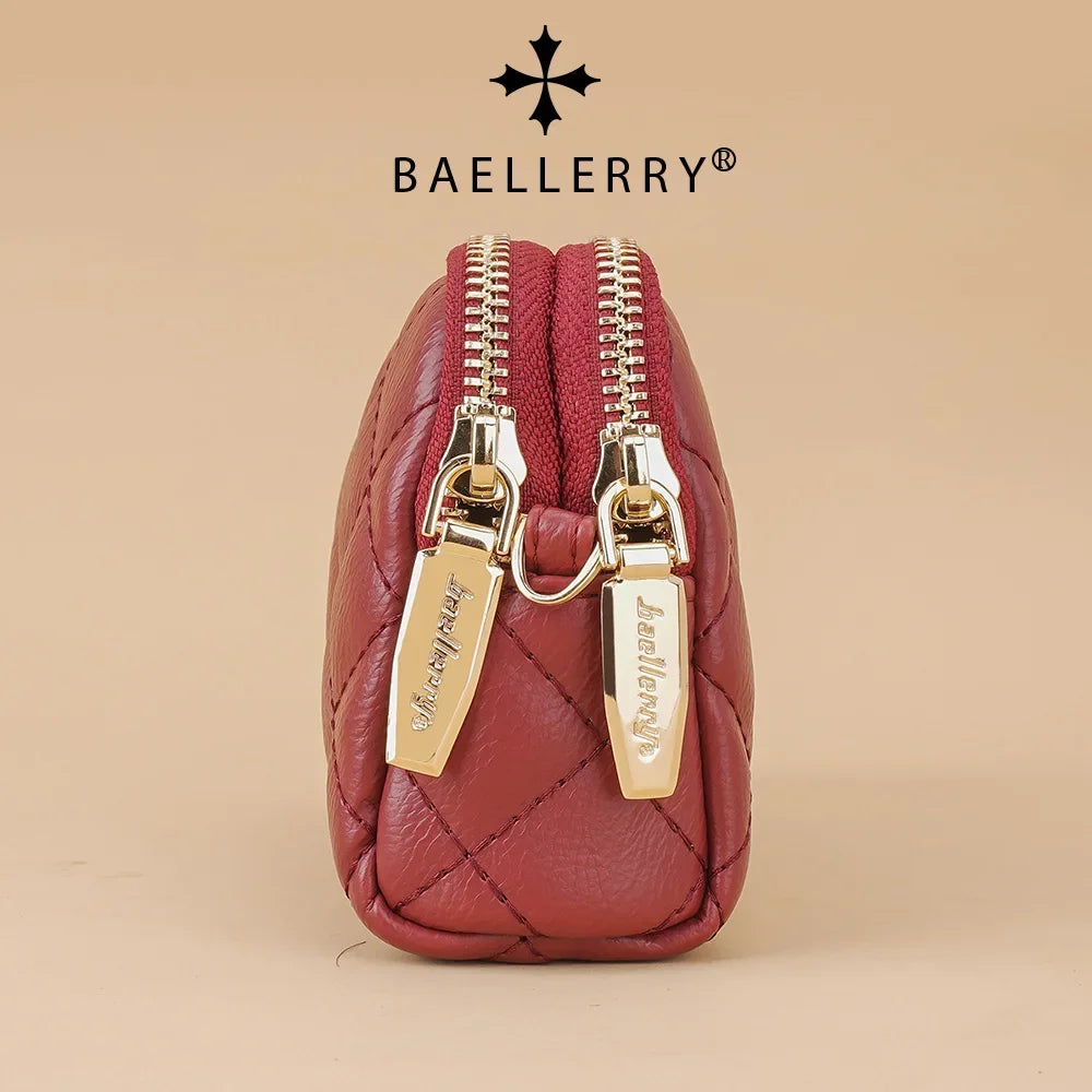 Baellerry new women's long clutch rhombus double zipper all-matching wallet large-capacity coin purse bag