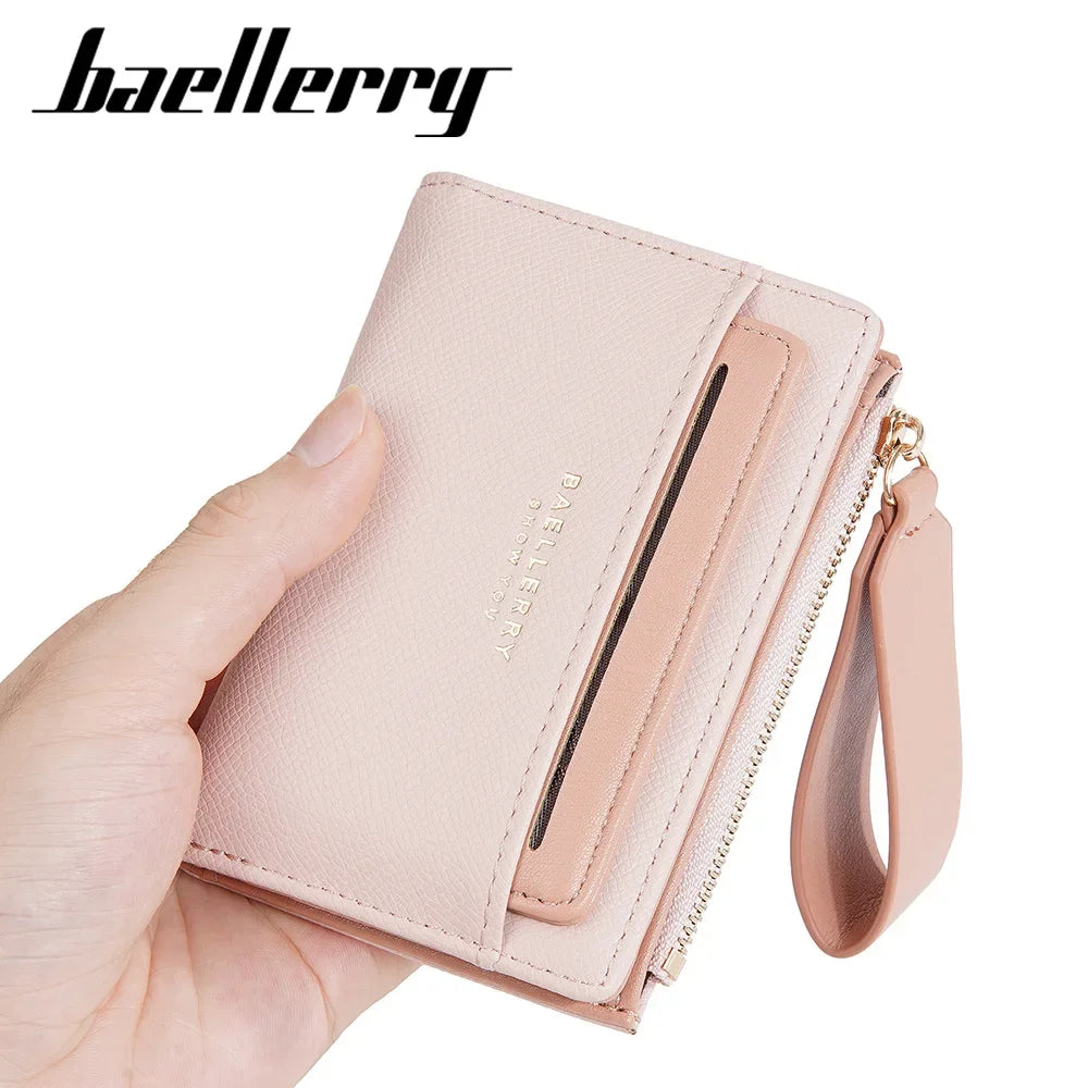 baellerry New Ladies' Purse short Zipper fashion high sense wallet multiple card slots Japanese and Korean card holder for women