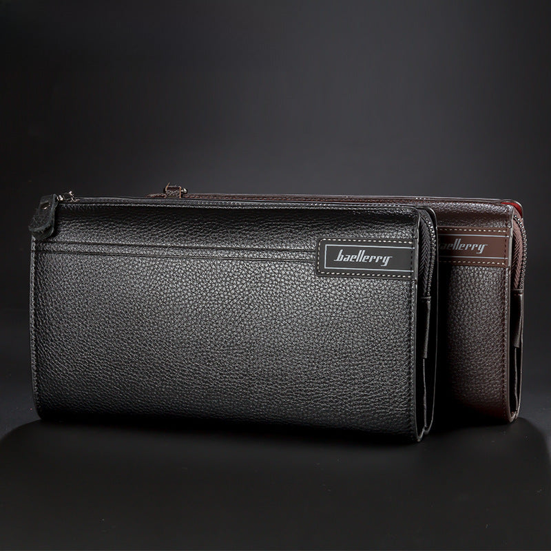 Men's wallet new Baellerry business casual large-capacity handbag litchi pattern zip clutch