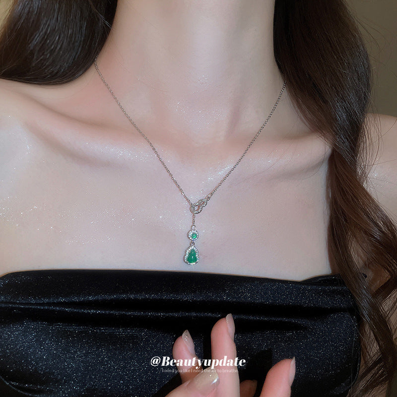 New Chinese Style Zircon Gourd Pendant Necklace