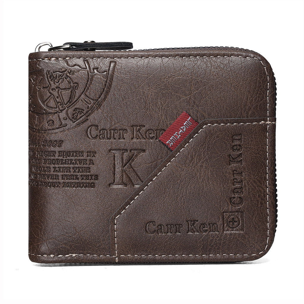 Cross-Border Men's wallet short European and American stitching zipper wallet multi-function hinge letter Coin Purse wallet