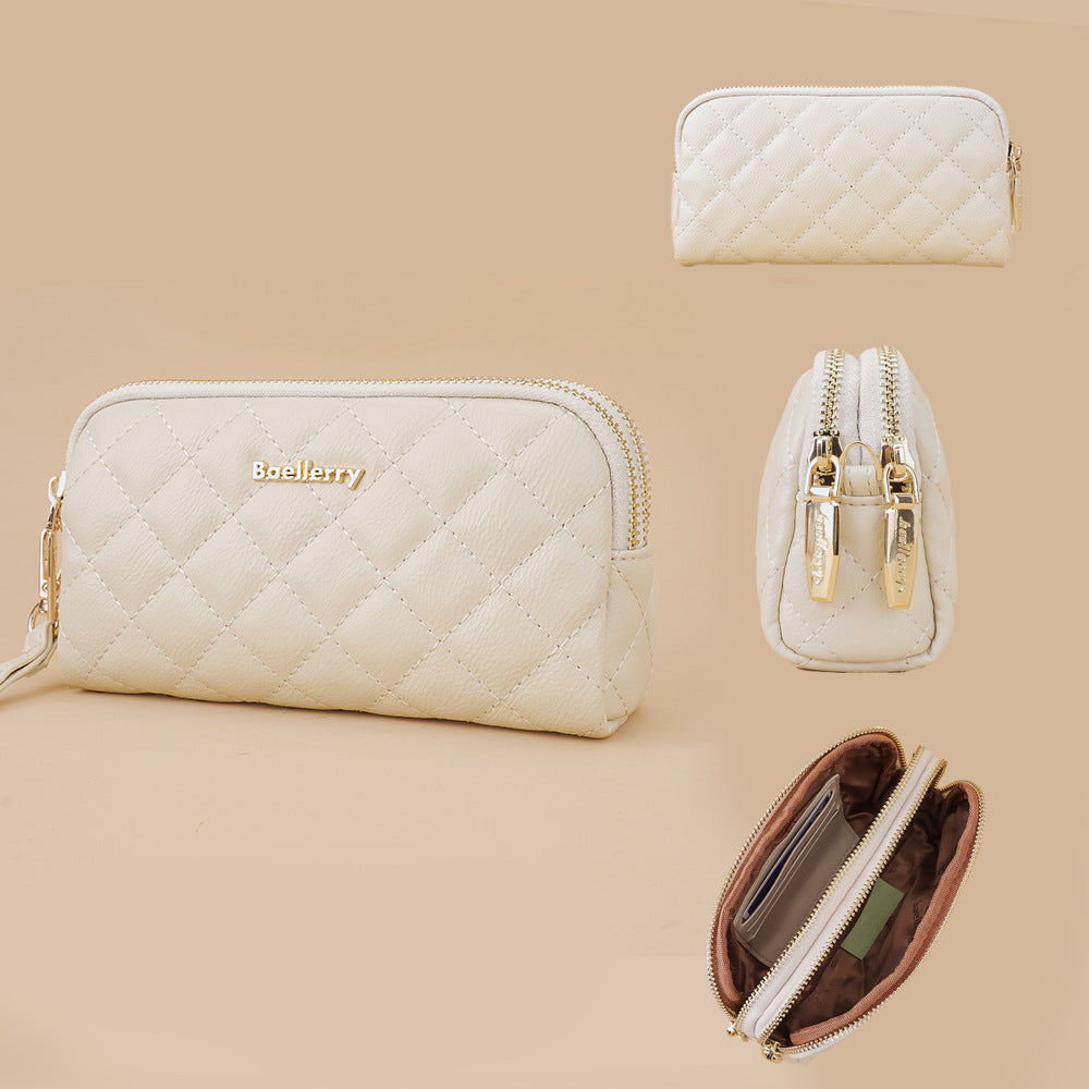 Baellerry new women's long clutch rhombus double zipper all-matching wallet large-capacity coin purse bag