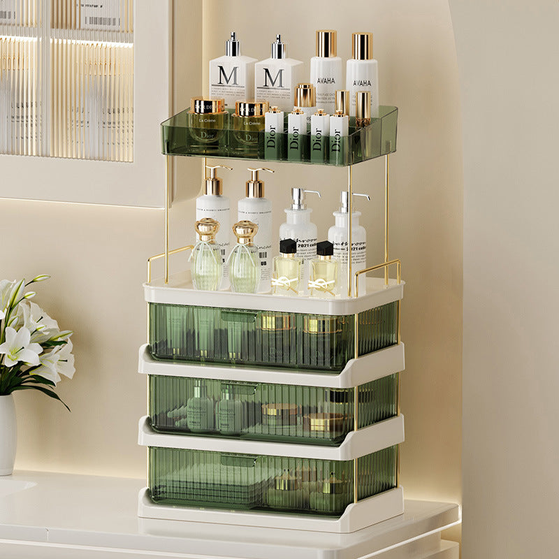 Cosmetics storage box desktop double drawer storage rack bathroom makeup brush tool storage rack double drawer 3472