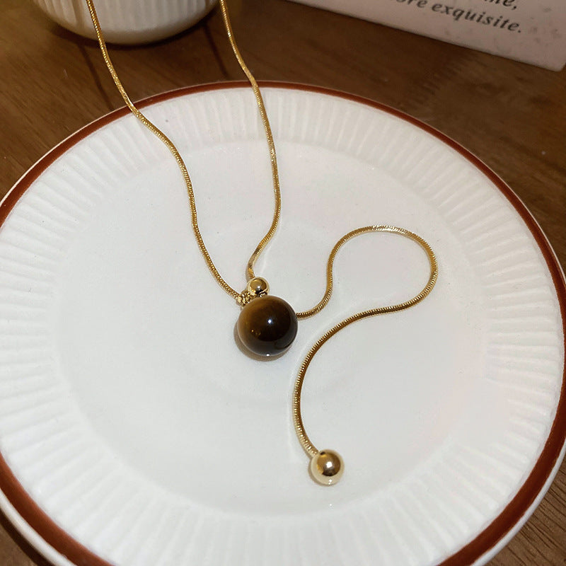 Gold Plated Artificial Tiger Eye Pendant Necklace