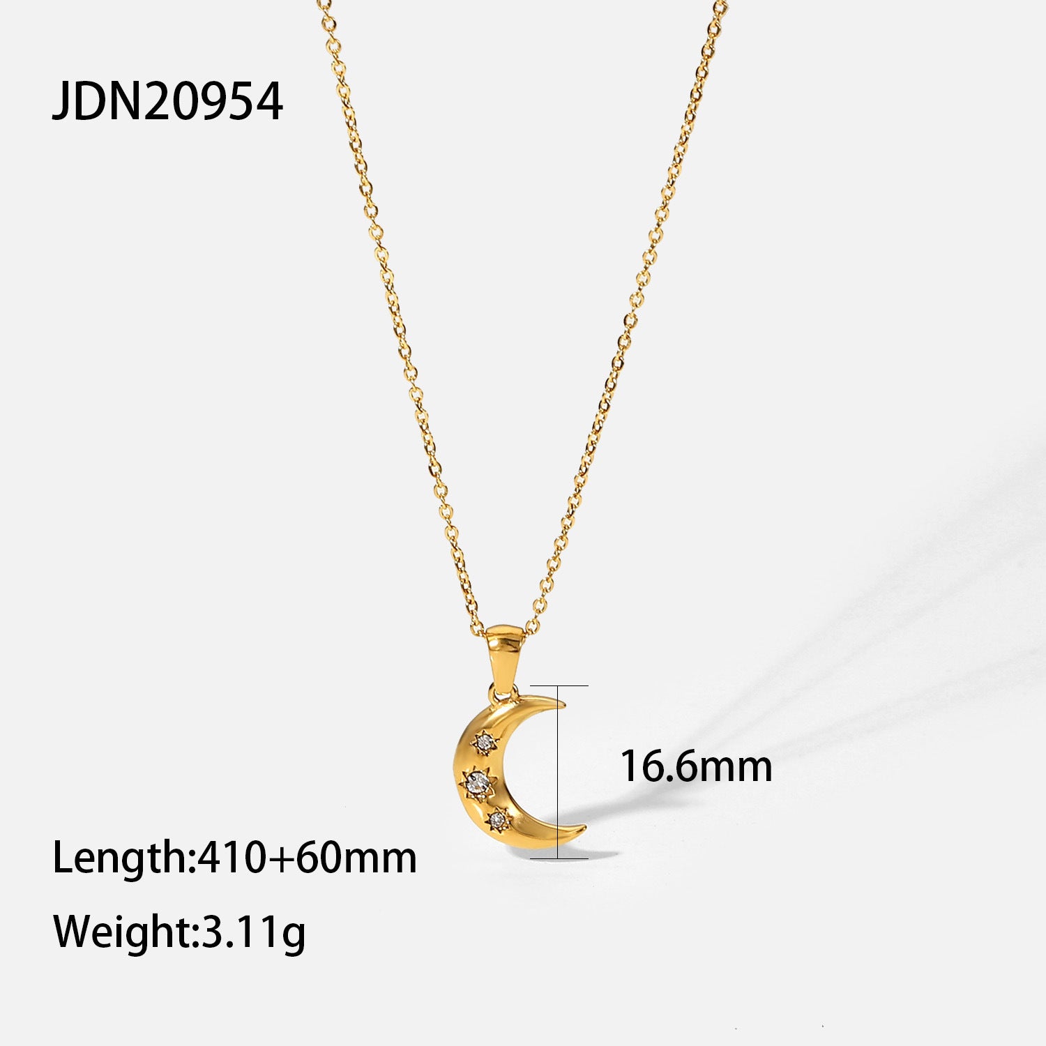 French 18K Gold Moon Pendant Necklace