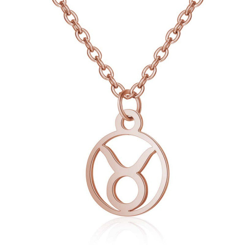 Stainless Steel Thin Chain Zodiac Pendant Necklace