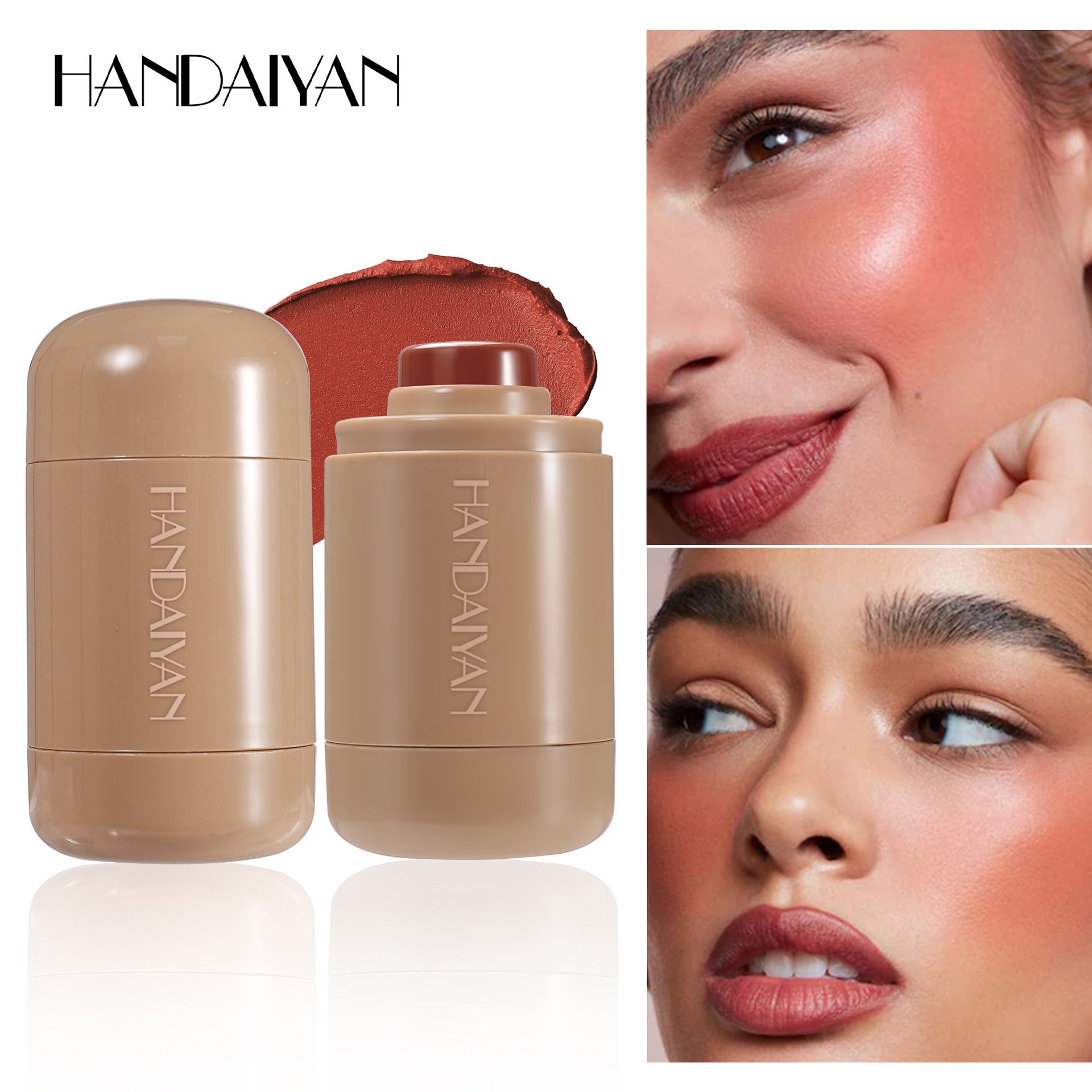 Exclusive for cross-border blush stick natural 6-color matte handaiyan portable lip and cheek dual-use Blush Blush Stick