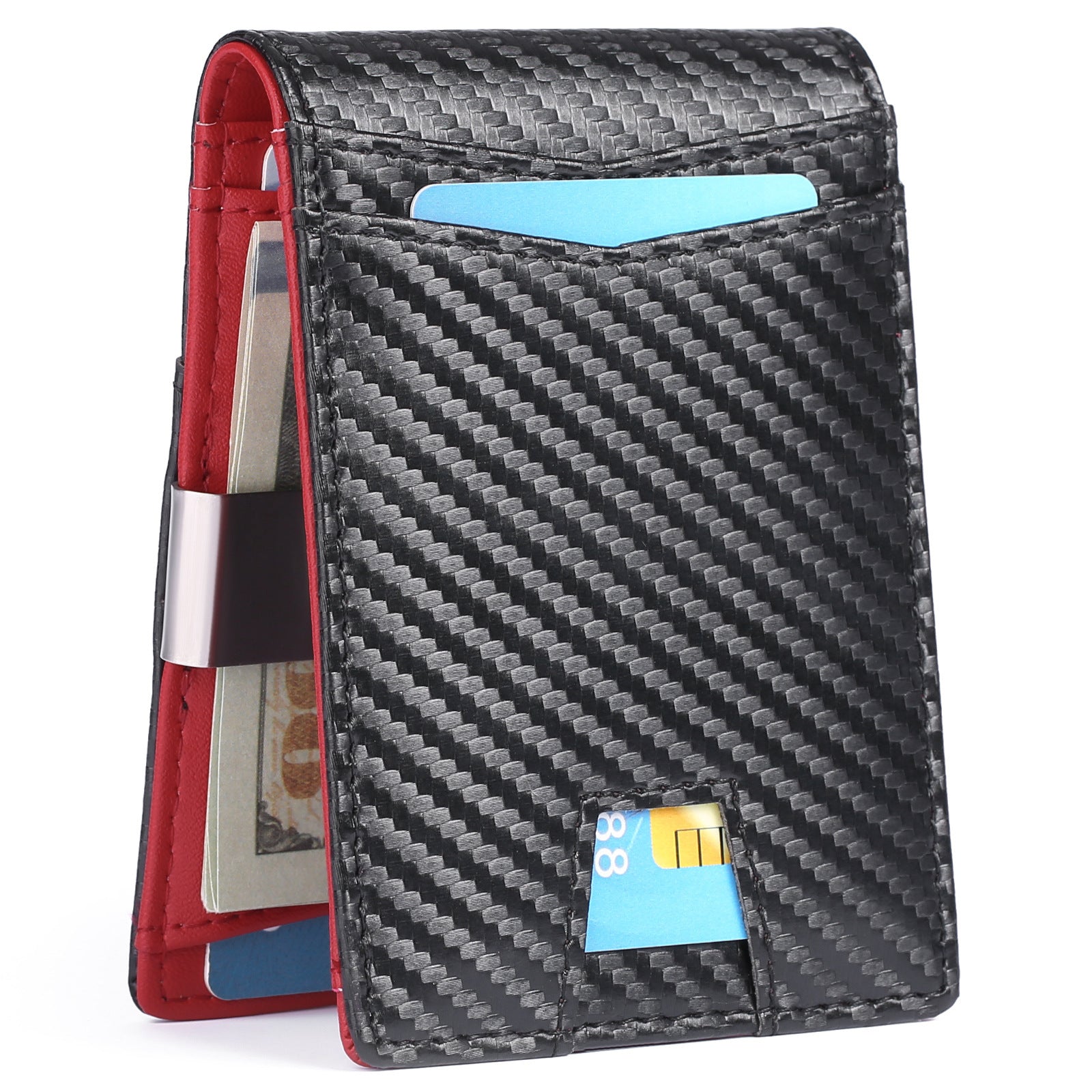 Cross-border new men's wallet ultrathin and simple casual RFID beauty wallet carbon fiber card package wallet